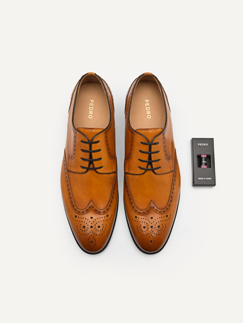 Pedro Icon Leather Brogue Derby Shoes Men Lace Up Shoes Camel | Q9Q-2424