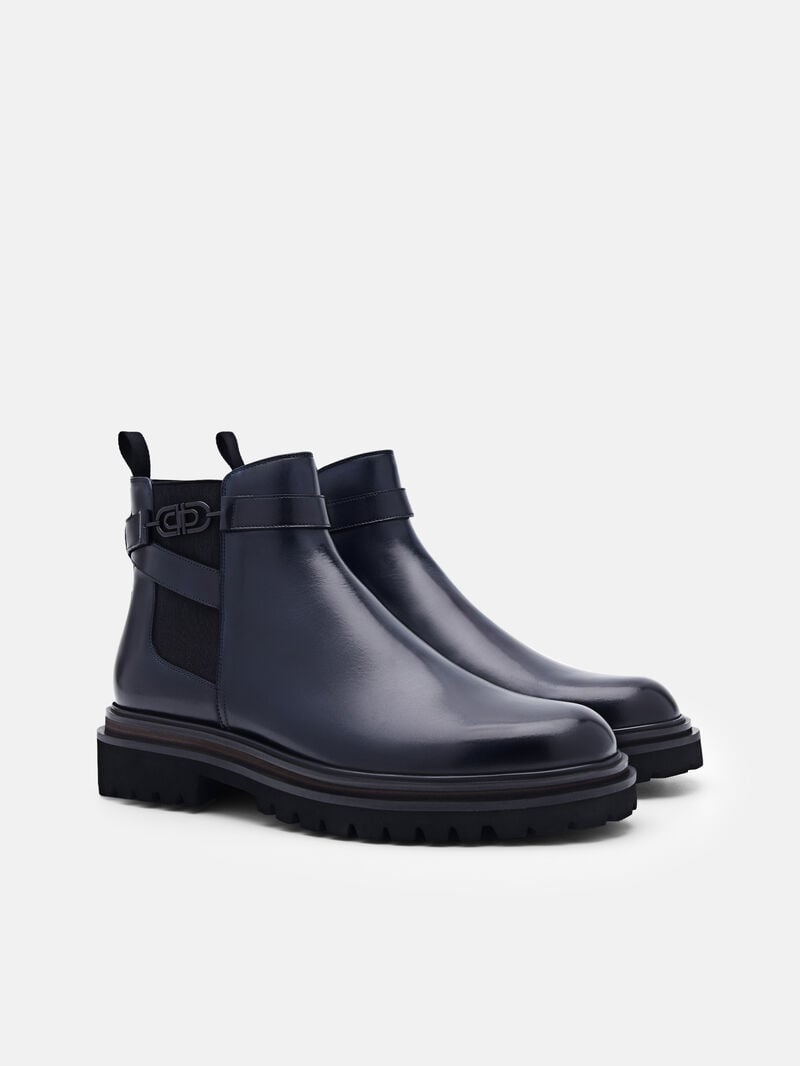 Pedro Icon Leather Chelsea Boots Men Boots Navy | Q9Q-2422