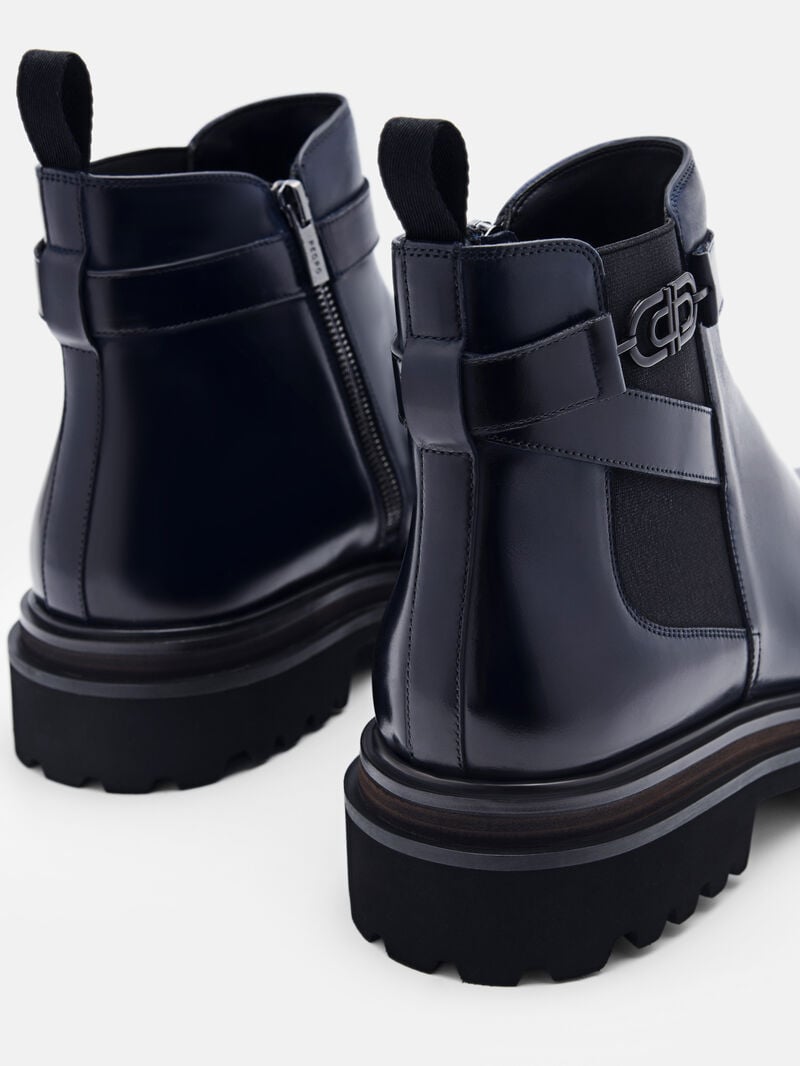 Pedro Icon Leather Chelsea Boots Men Boots Navy | Q9Q-2422