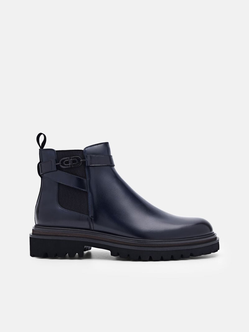 Pedro Icon Leather Chelsea Boots Men Boots Navy | Q9Q-2422