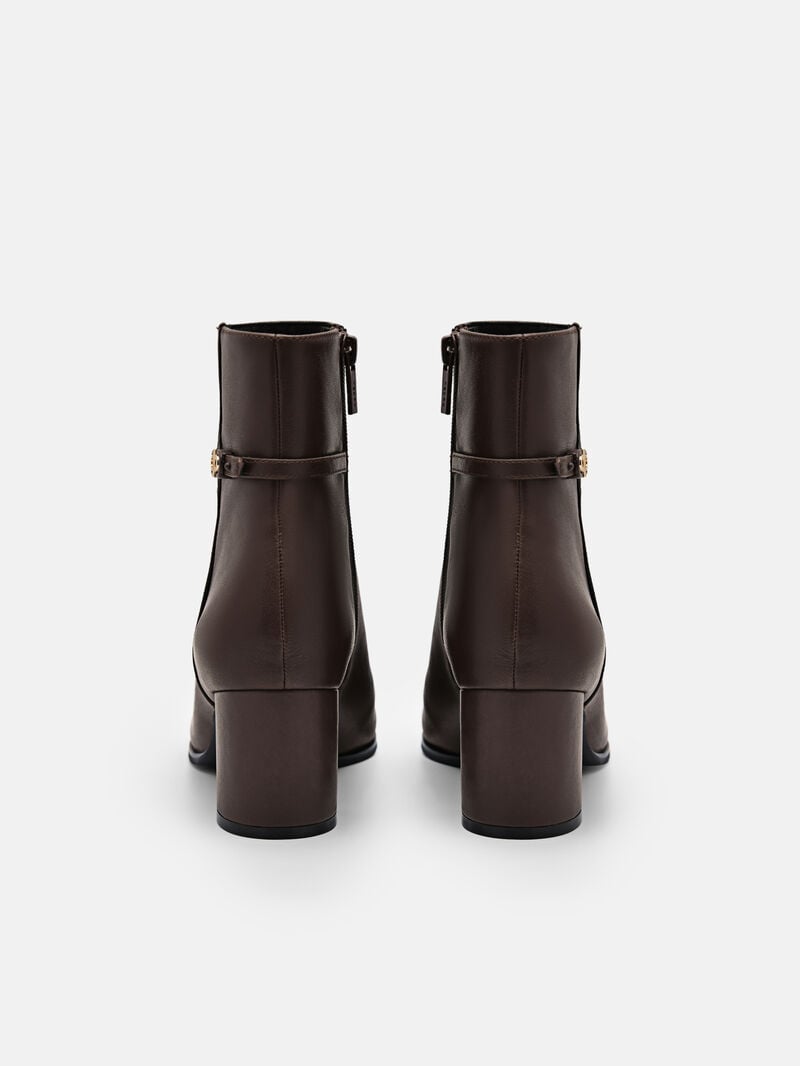 Pedro Icon Leather Heel Boots Women Ankle Boots Dark Brown | Q9Q-2346