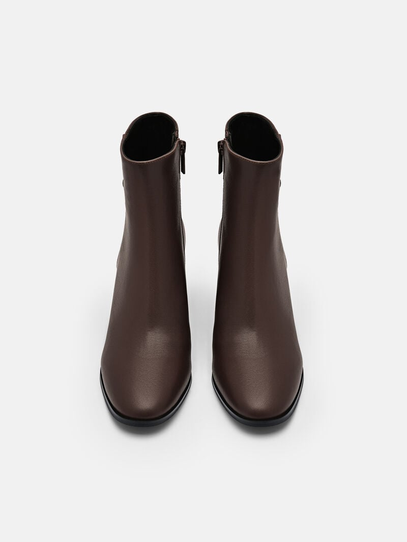 Pedro Icon Leather Heel Boots Women Ankle Boots Dark Brown | Q9Q-2346