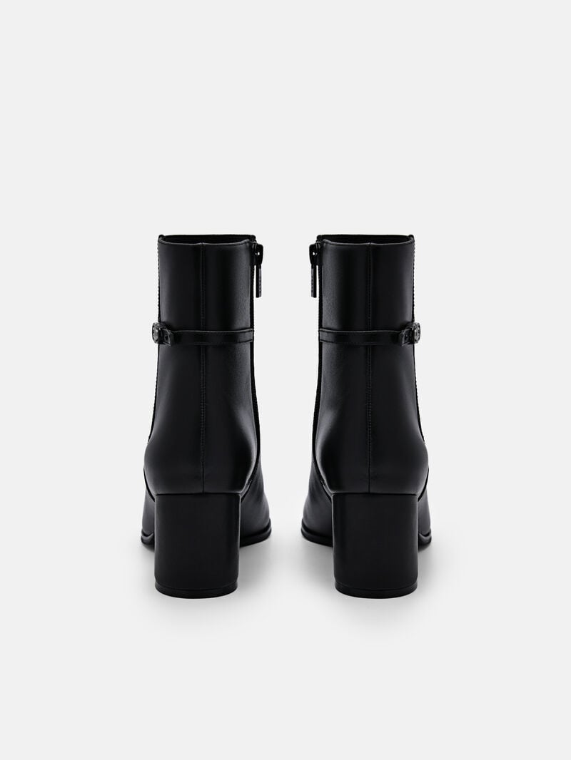 Pedro Icon Leather Heel Boots Women Ankle Boots Black | Q9Q-2345