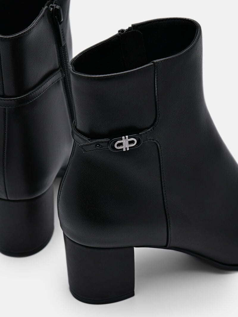 Pedro Icon Leather Heel Boots Women Ankle Boots Black | Q9Q-2345