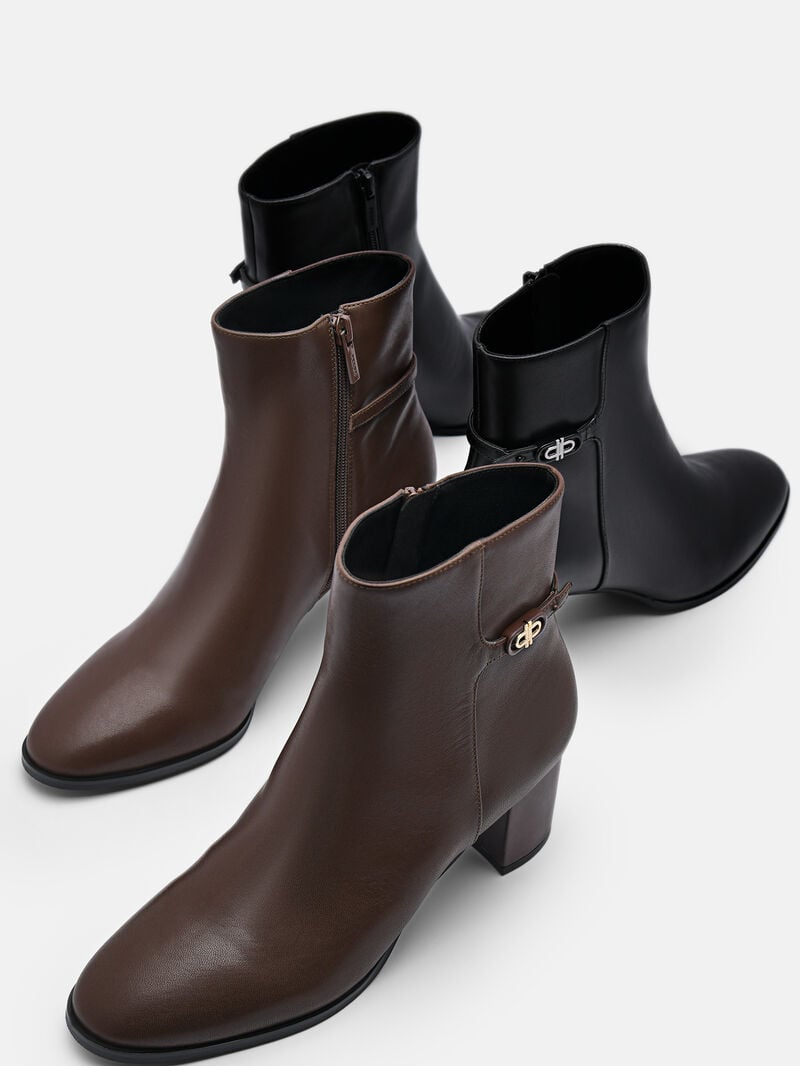 Pedro Icon Leather Heel Boots Women Ankle Boots Black | Q9Q-2345