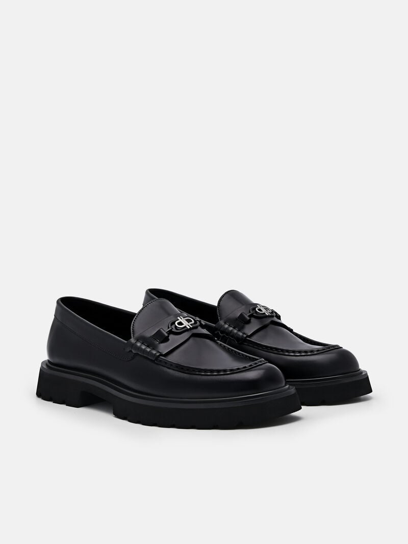 Pedro Icon Leather Loafers Women Flats Black | Q9Q-2418
