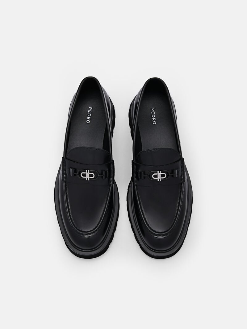 Pedro Icon Leather Loafers Women Flats Black | Q9Q-2418
