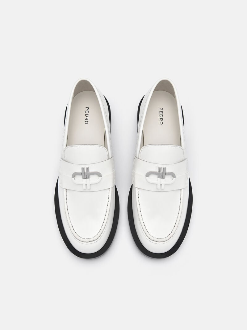 Pedro Icon Leather Loafers Women Flats Chalk | Q9Q-2416