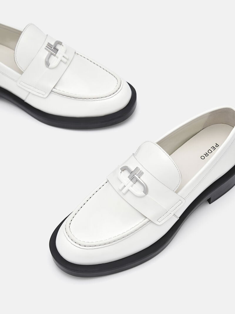 Pedro Icon Leather Loafers Women Flats Chalk | Q9Q-2416