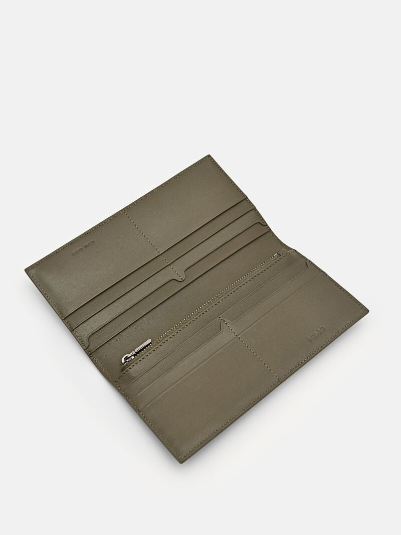 Pedro Icon Leather Long Men Wallets Military Green | Q9Q-2263