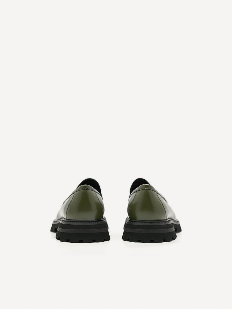 Pedro Icon Leather Men Loafers Military Green | Q9Q-2436