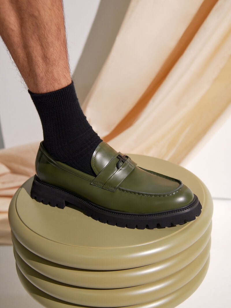 Pedro Icon Leather Men Loafers Military Green | Q9Q-2436