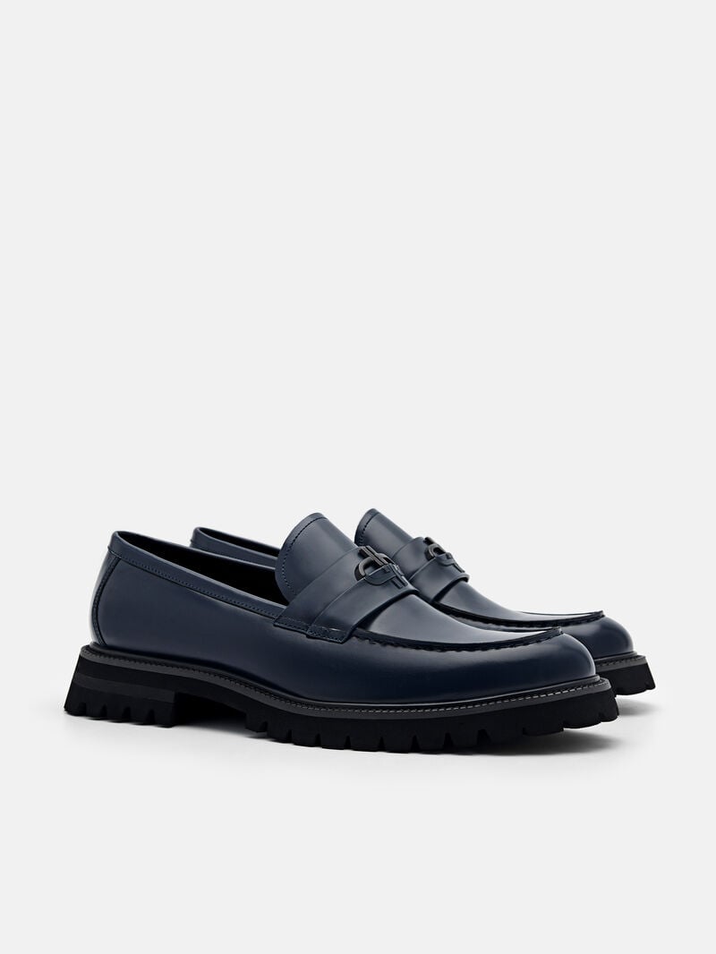 Pedro Icon Leather Men Loafers Navy | Q9Q-2438