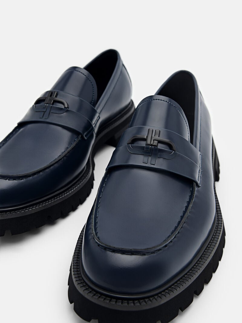 Pedro Icon Leather Men Loafers Navy | Q9Q-2438