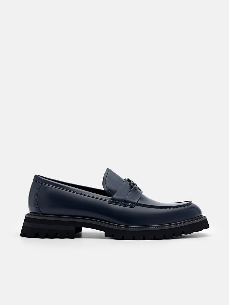 Pedro Icon Leather Men Loafers Navy | Q9Q-2438