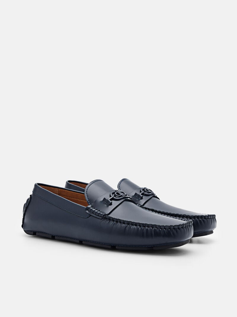 Pedro Icon Leather Men Moccasins Navy | Q9Q-2434