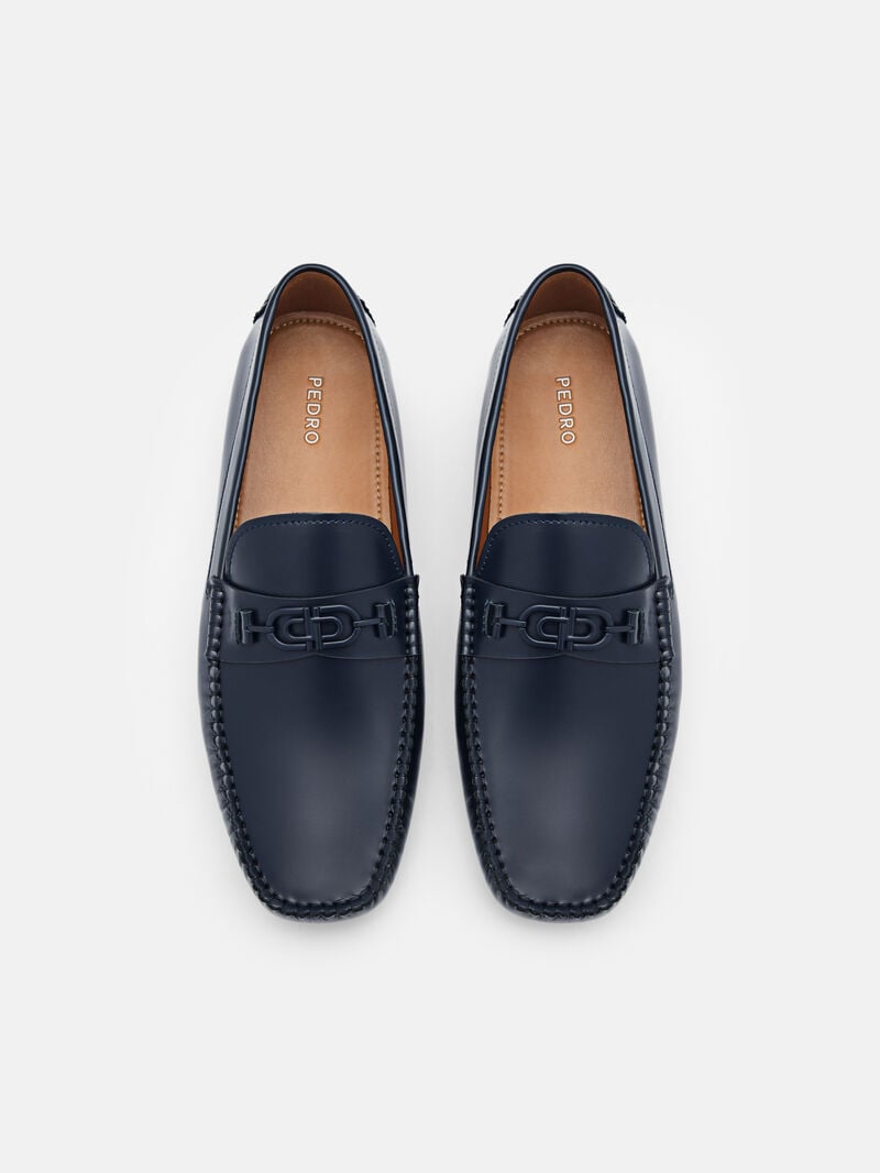 Pedro Icon Leather Men Moccasins Navy | Q9Q-2434