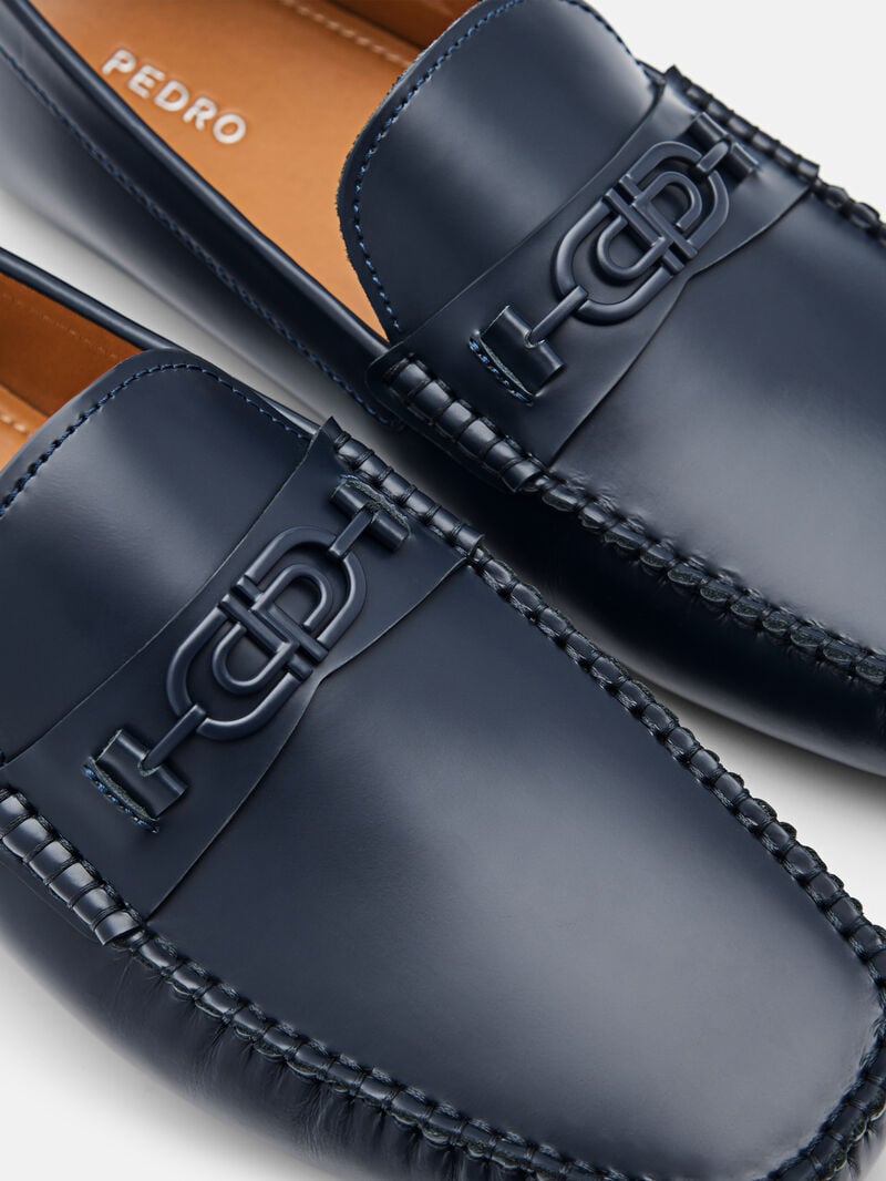 Pedro Icon Leather Men Moccasins Navy | Q9Q-2434