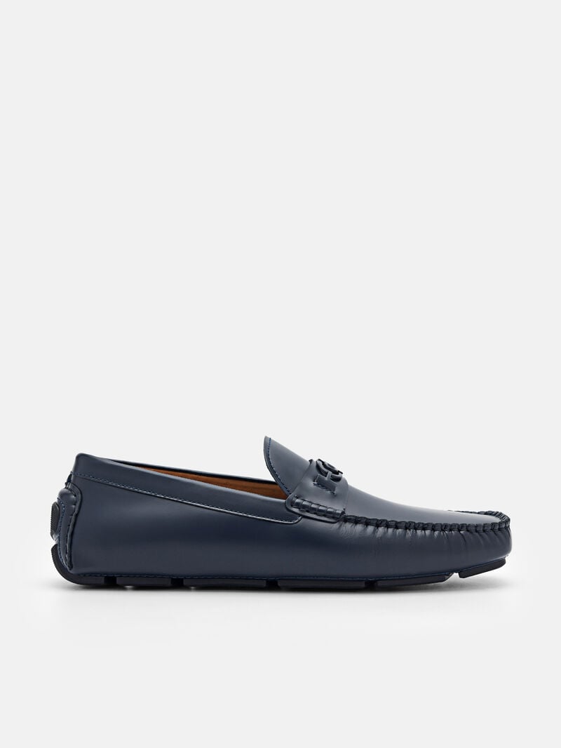 Pedro Icon Leather Men Moccasins Navy | Q9Q-2434