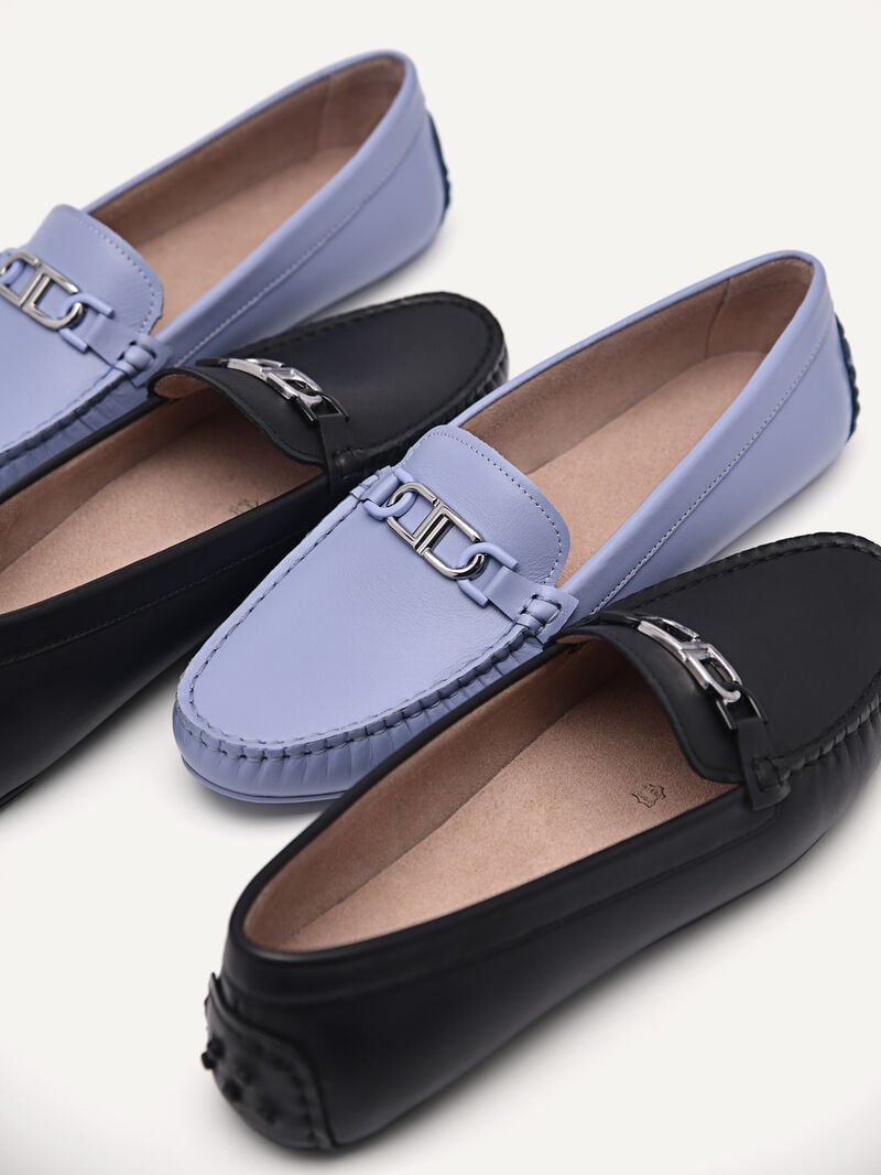 Pedro Icon Leather Moccasins Women Flats Black | Q9Q-2411