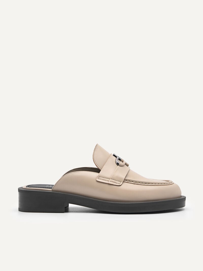 Pedro Icon Leather Mules Women Flats Taupe | Q9Q-2410