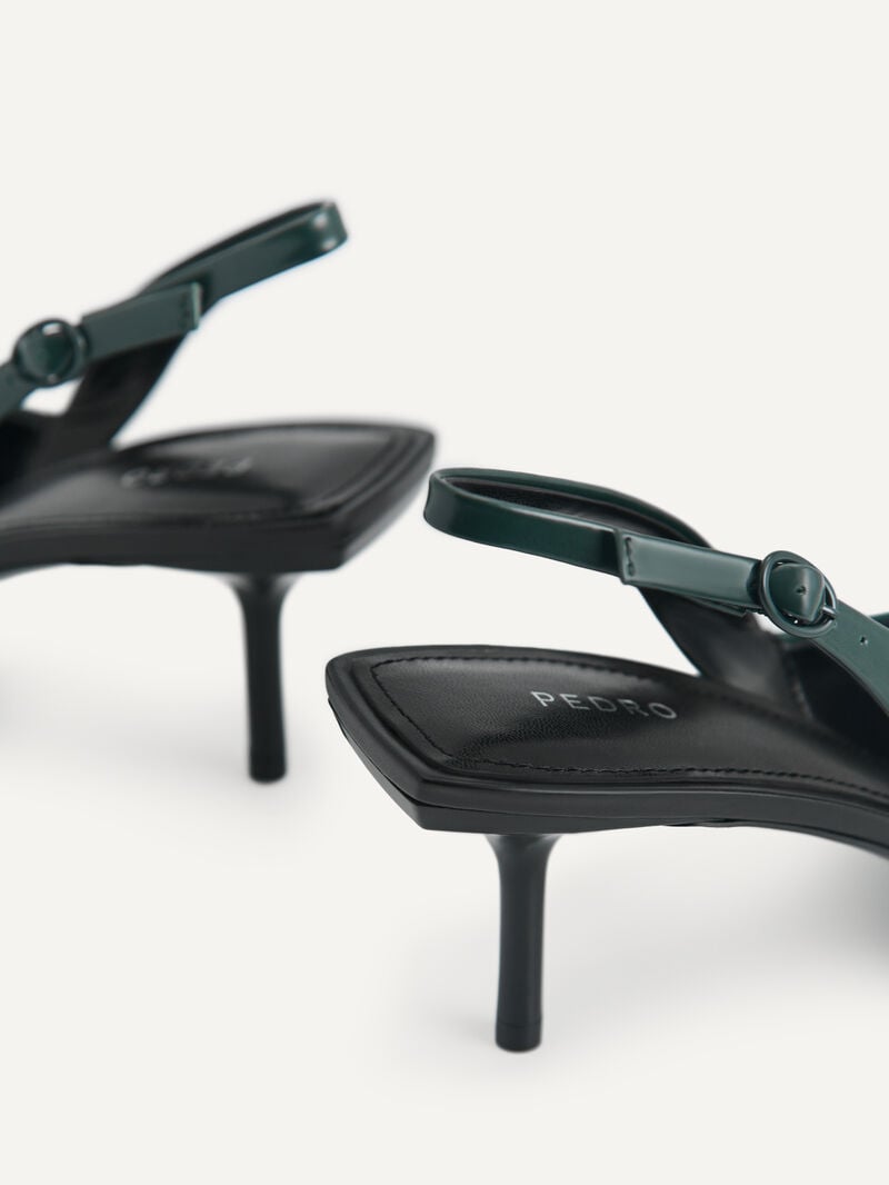 Pedro Icon Leather Pointed Slingback Women Pumps Dark Green | Q9Q-2357