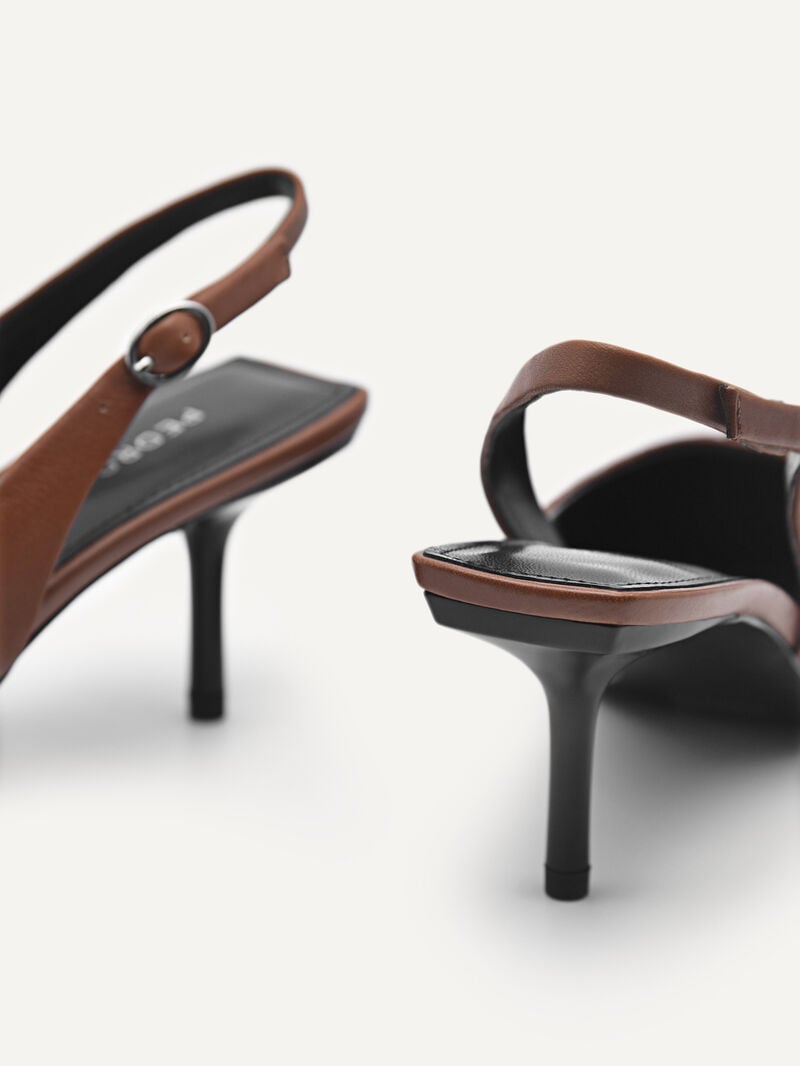 Pedro Icon Leather Pointed Slingback Women Pumps Cognac | Q9Q-2355