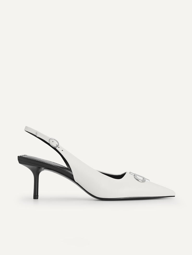 Pedro Icon Leather Pointed Slingback Women Pumps Chalk | Q9Q-2354