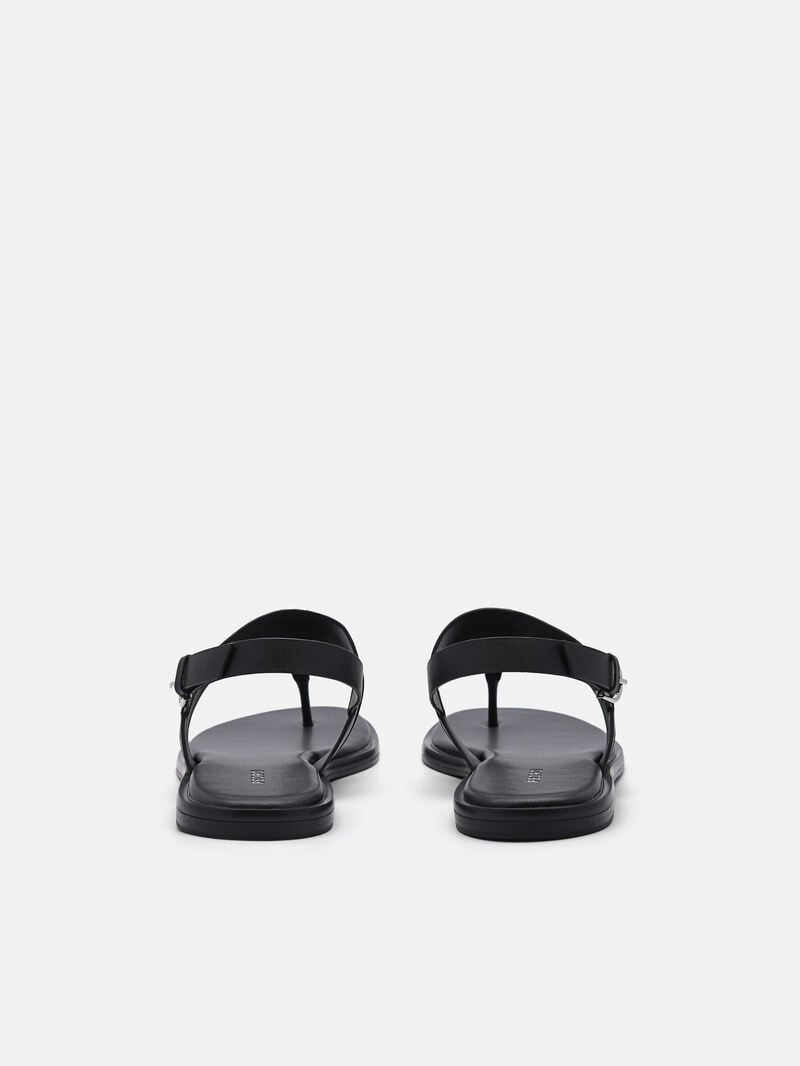 Pedro Icon Leather Sandals Women Flats Black | Q9Q-2406