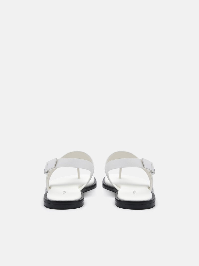 Pedro Icon Leather Sandals Women Flats Chalk | Q9Q-2407