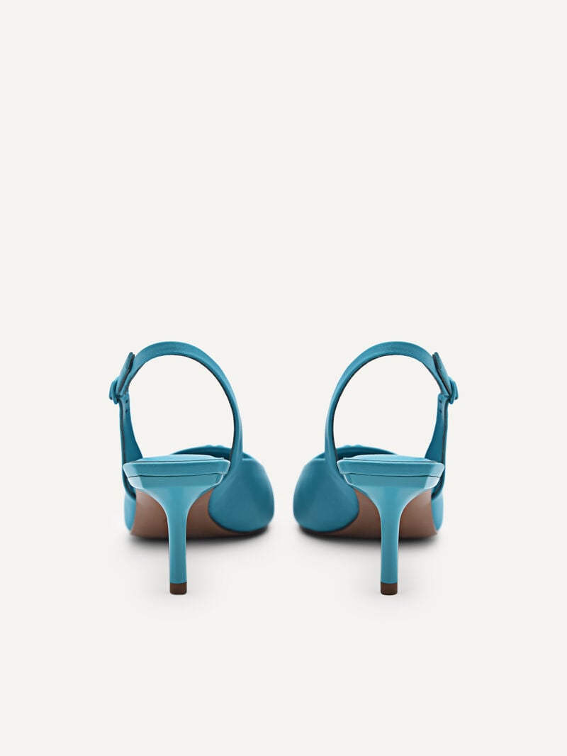 Pedro Icon Leather Slingback Women Pumps Cyan | Q9Q-2351