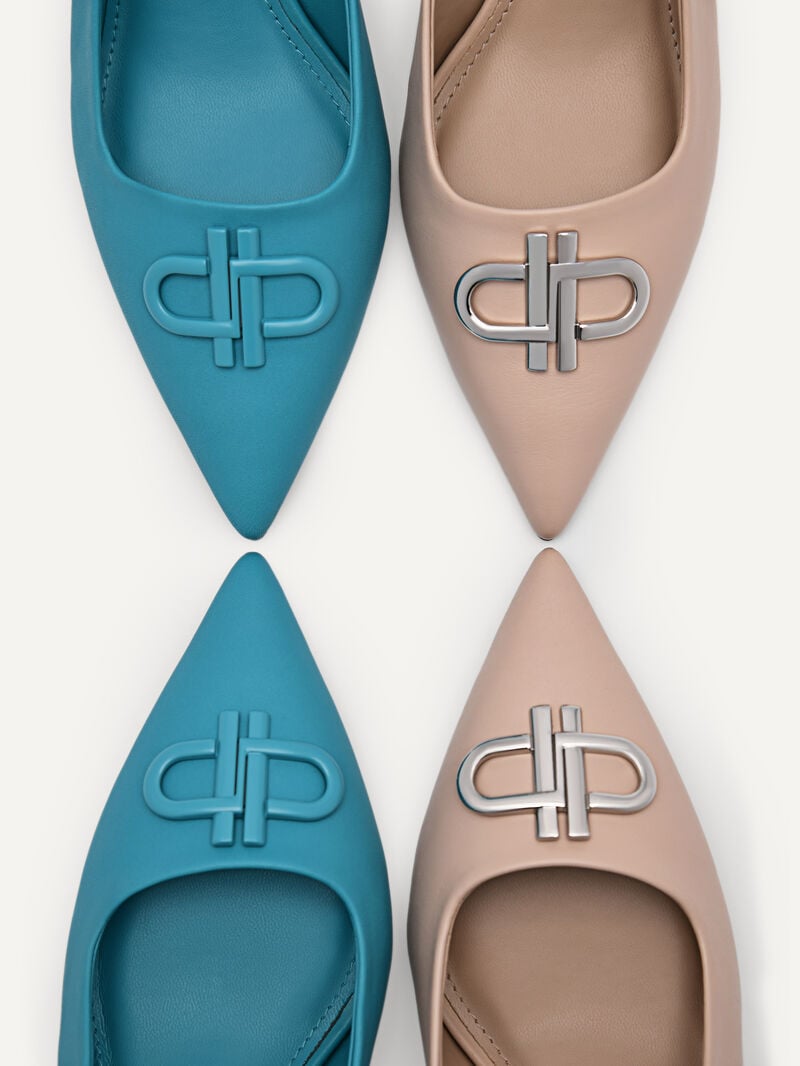 Pedro Icon Leather Slingback Women Pumps Cyan | Q9Q-2351