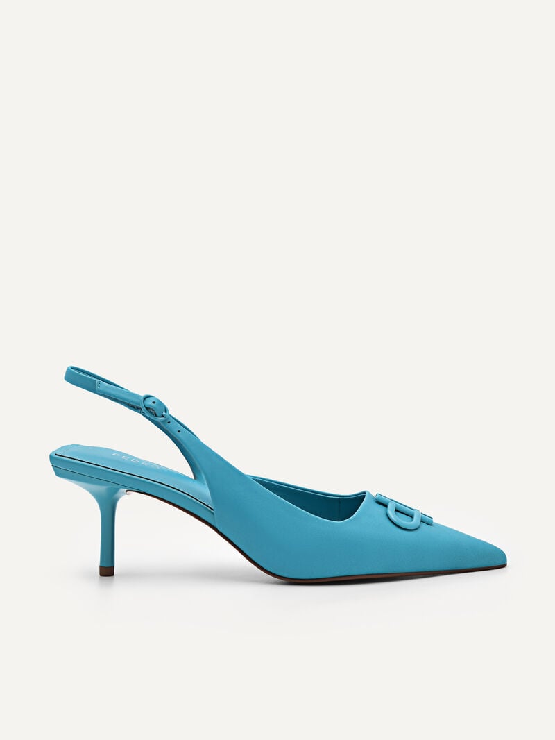 Pedro Icon Leather Slingback Women Pumps Cyan | Q9Q-2351