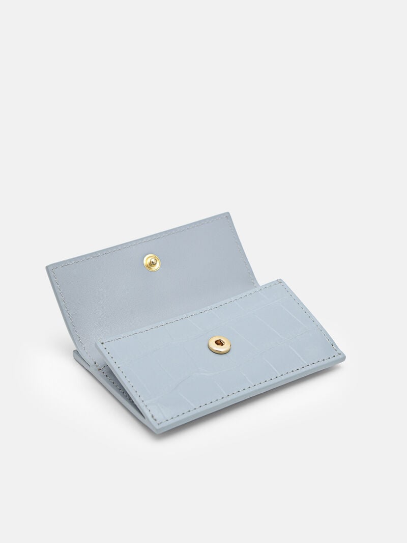 Pedro Icon Leather Women Card Holders Slate Blue | Q9Q-2290