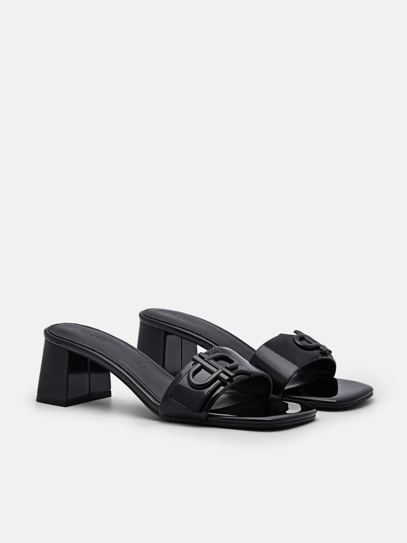 Pedro Icon Leather Women Heel Sandals Black | Q9Q-2366