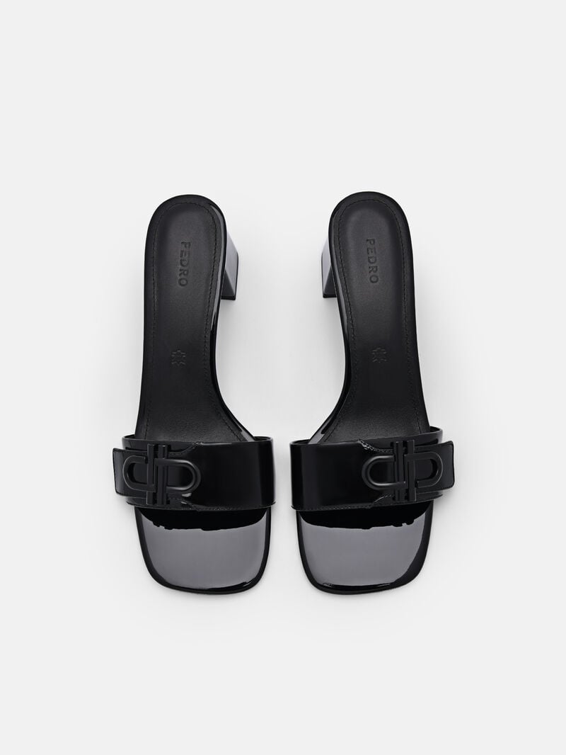 Pedro Icon Leather Women Heel Sandals Black | Q9Q-2366