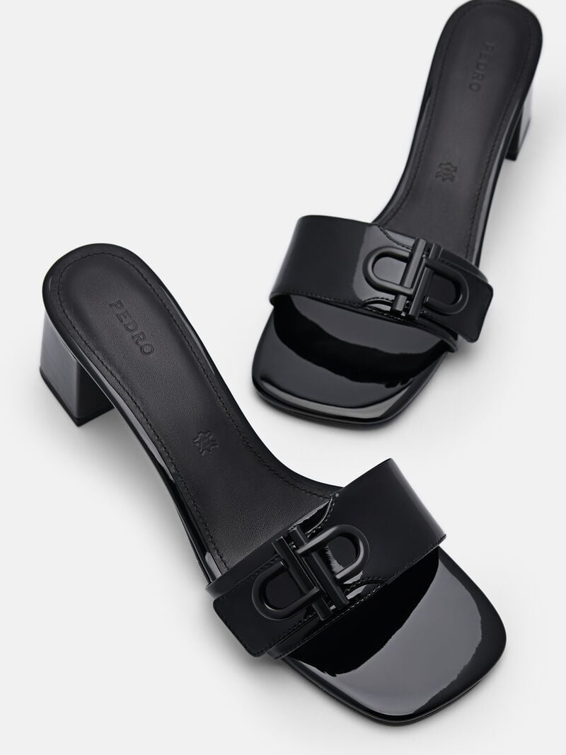 Pedro Icon Leather Women Heel Sandals Black | Q9Q-2366