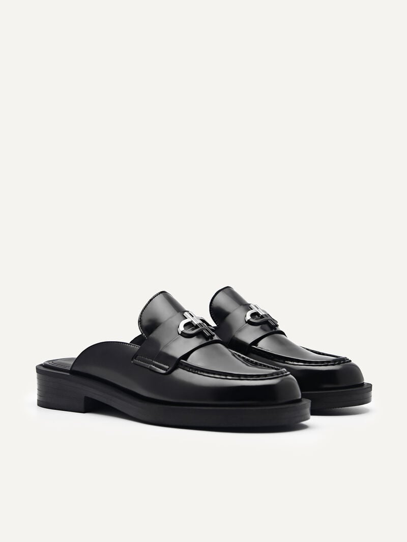 Pedro Icon Leather Women Mules Black | Q9Q-2364