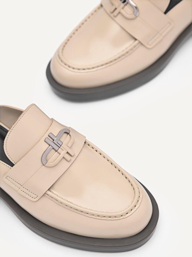 Pedro Icon Leather Women Mules Taupe | Q9Q-2365