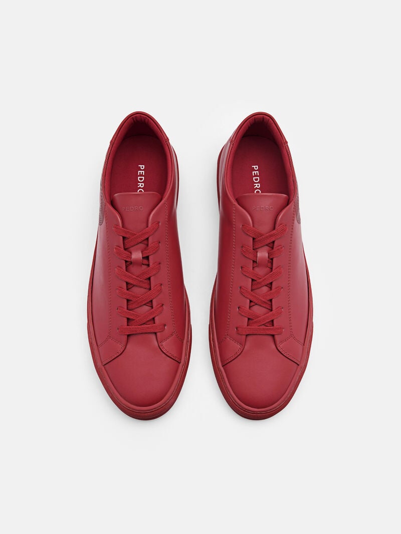 Pedro Icon Ridge Leather Sneakers Men Low Top Sneakers Red | Q9Q-2402
