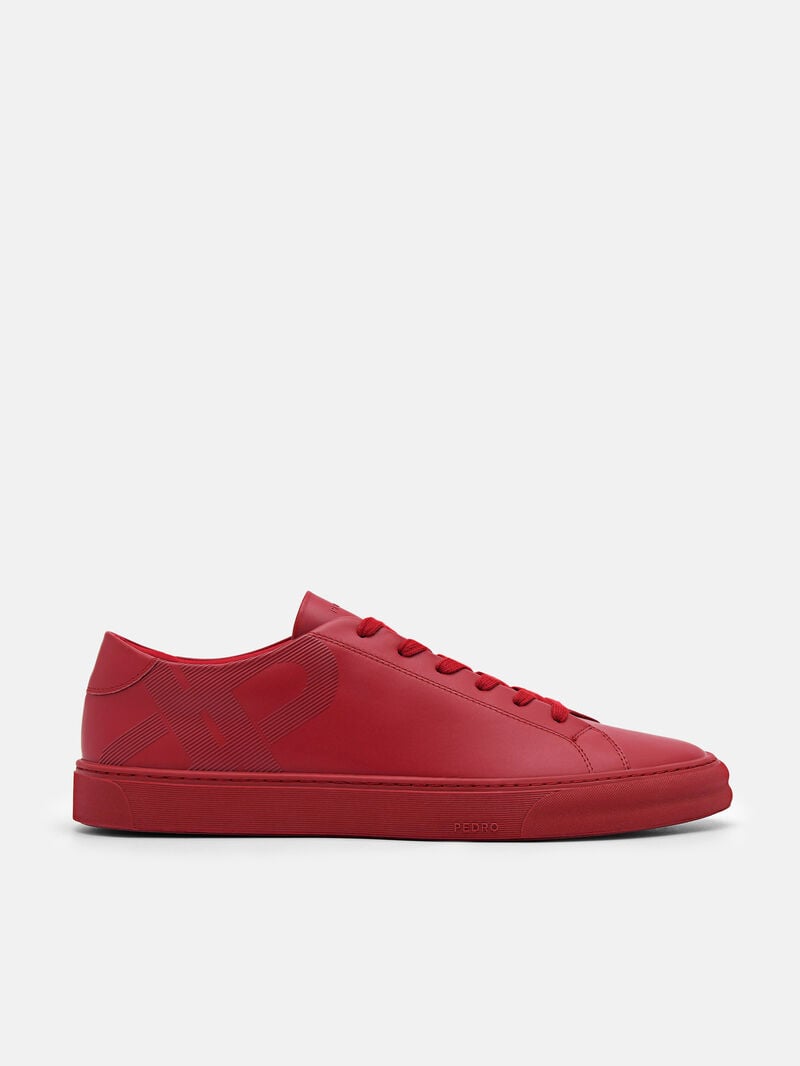 Pedro Icon Ridge Leather Sneakers Men Low Top Sneakers Red | Q9Q-2402