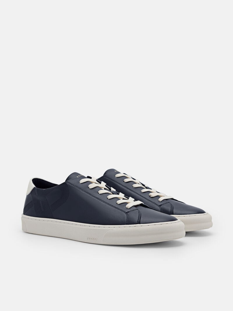Pedro Icon Ridge Leather Sneakers Men Low Top Sneakers Navy | Q9Q-2400