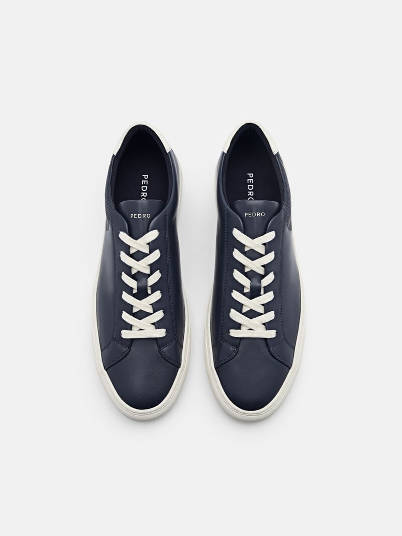 Pedro Icon Ridge Leather Sneakers Men Low Top Sneakers Navy | Q9Q-2400