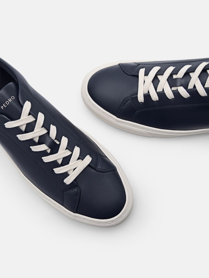 Pedro Icon Ridge Leather Sneakers Men Low Top Sneakers Navy | Q9Q-2400