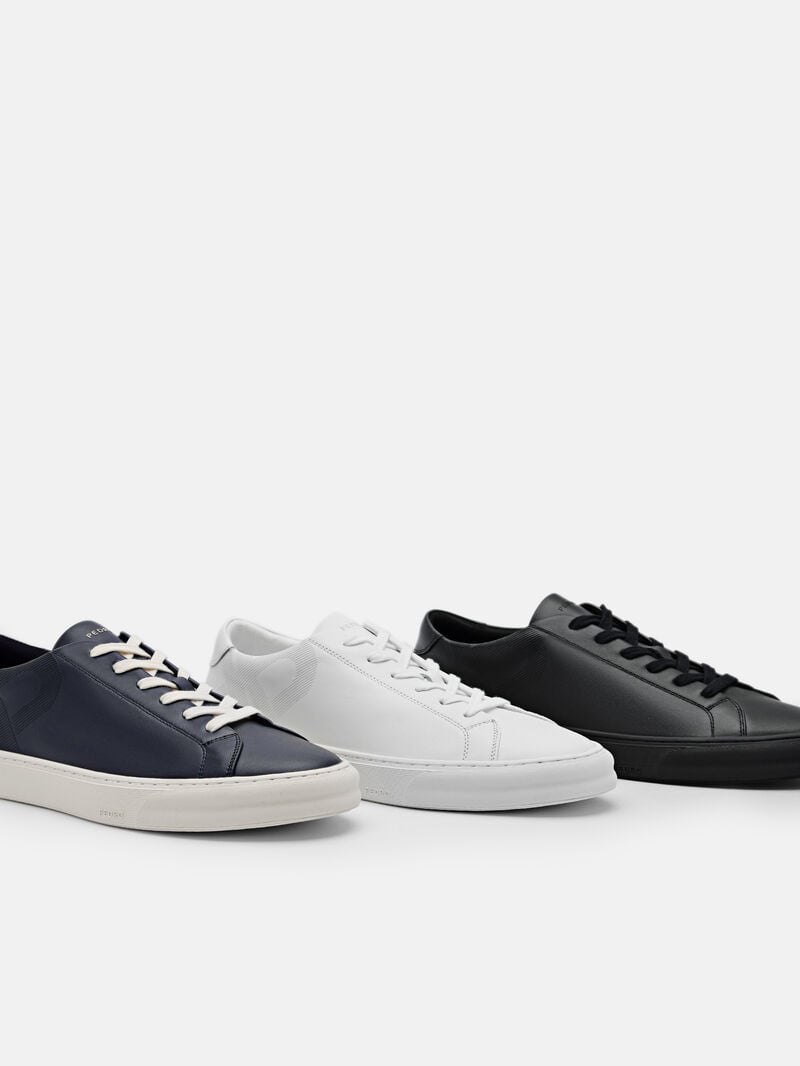 Pedro Icon Ridge Leather Sneakers Men Low Top Sneakers Navy | Q9Q-2400