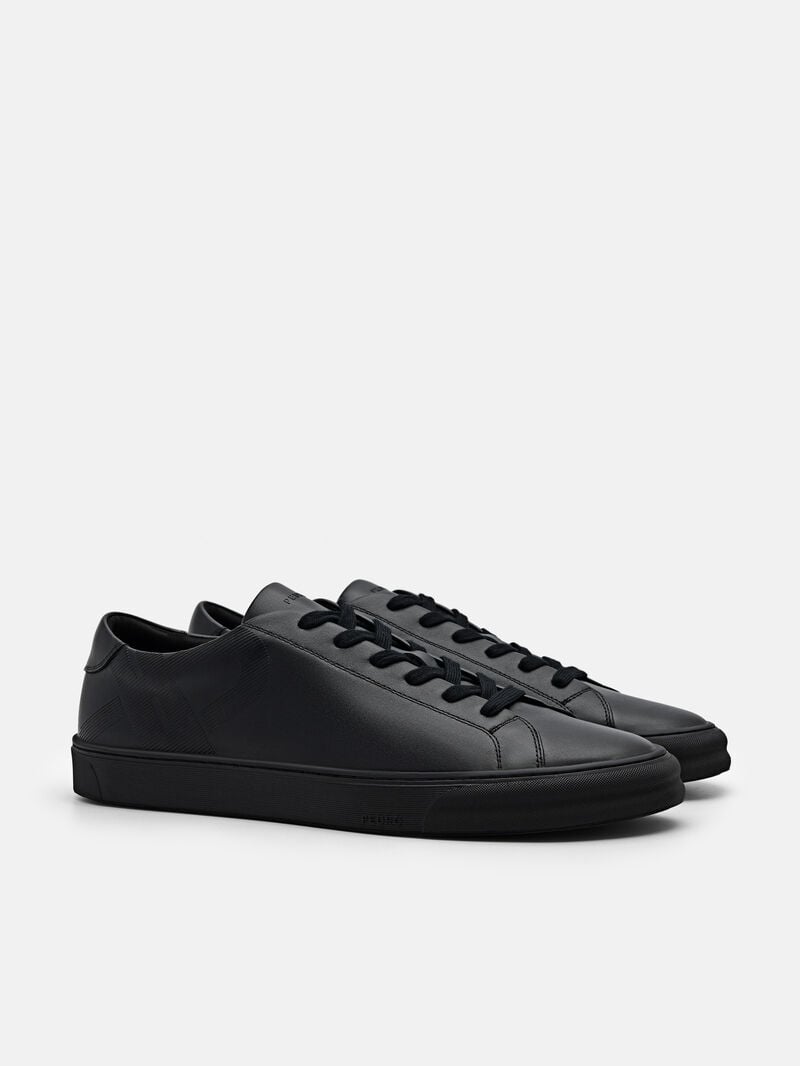 Pedro Icon Ridge Leather Sneakers Men Low Top Sneakers Black | Q9Q-2399