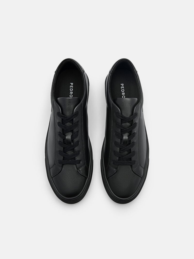 Pedro Icon Ridge Leather Sneakers Men Low Top Sneakers Black | Q9Q-2399