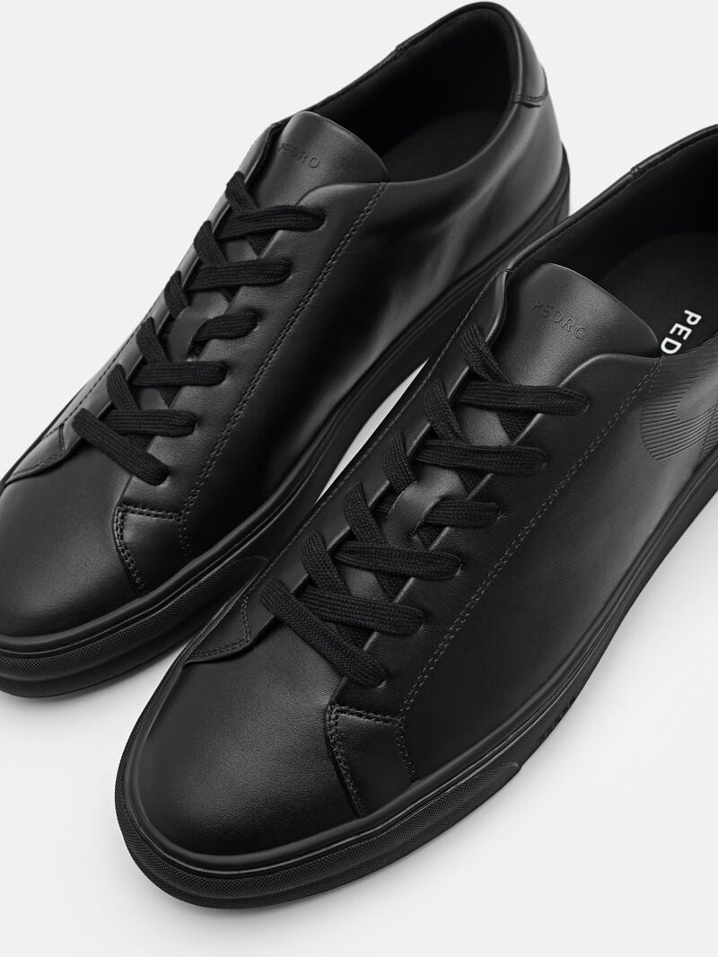 Pedro Icon Ridge Leather Sneakers Men Low Top Sneakers Black | Q9Q-2399