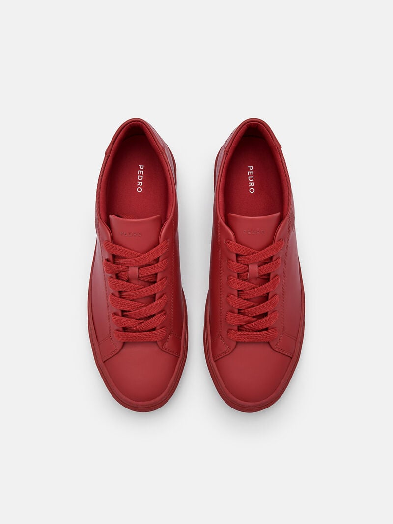 Pedro Icon Ridge Leather Women Sneakers Red | Q9Q-2397