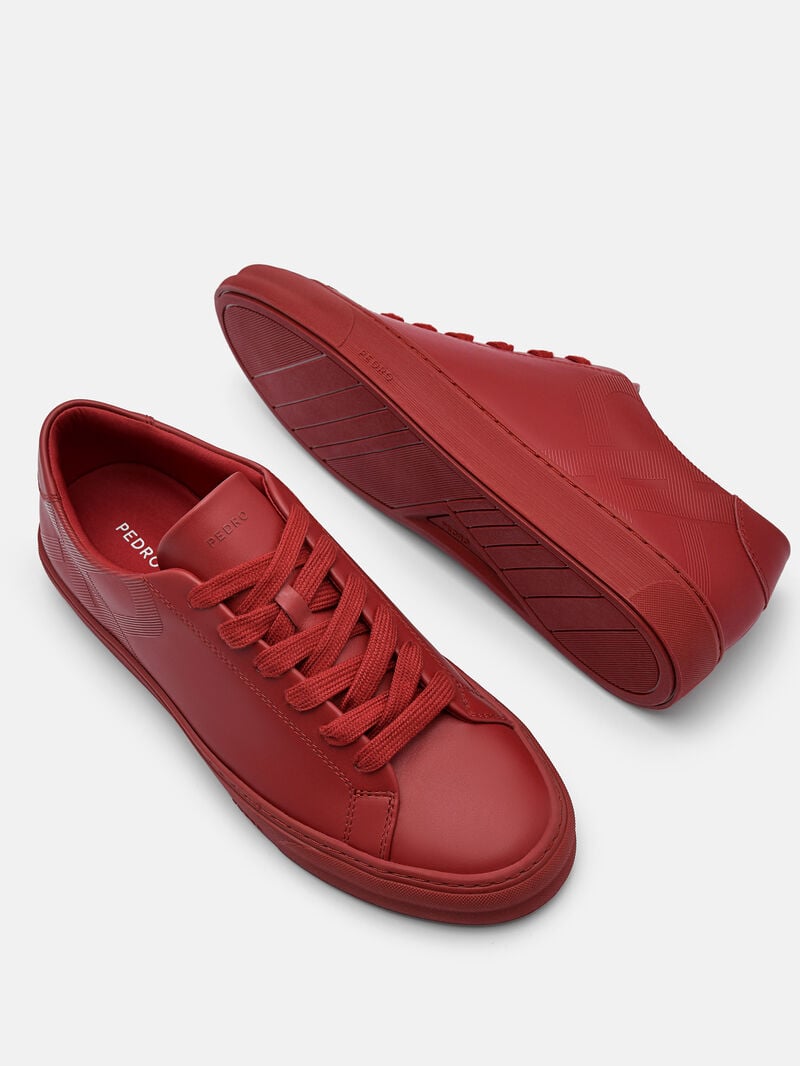 Pedro Icon Ridge Leather Women Sneakers Red | Q9Q-2397